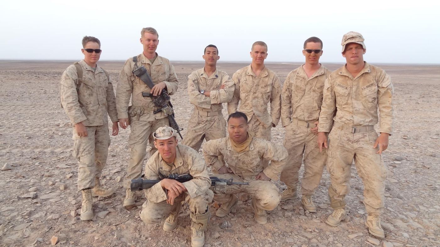 Andrew with his fellow Marines