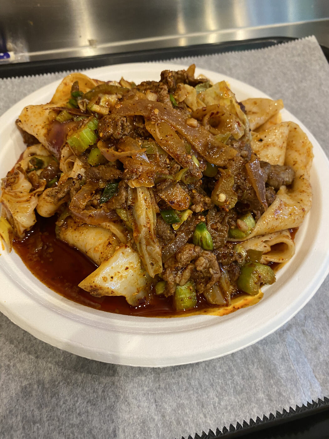 Spicy cumin lamb hand-ripped noodles